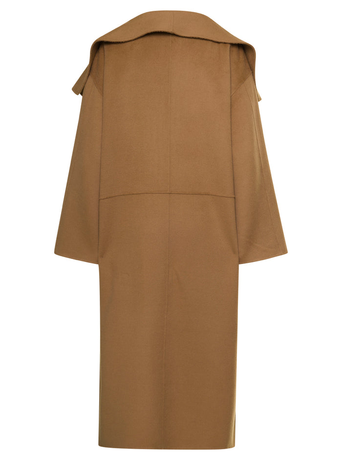 Camel Brown Oversize Coat With Shawl Lapels Wool And Cashmere Woman Toteme Beige