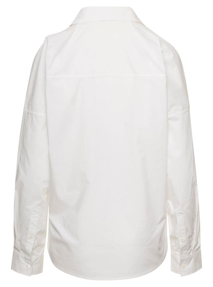 White V Neck Shirt Cotton Poplin Woman Toteme Organic And Blouses