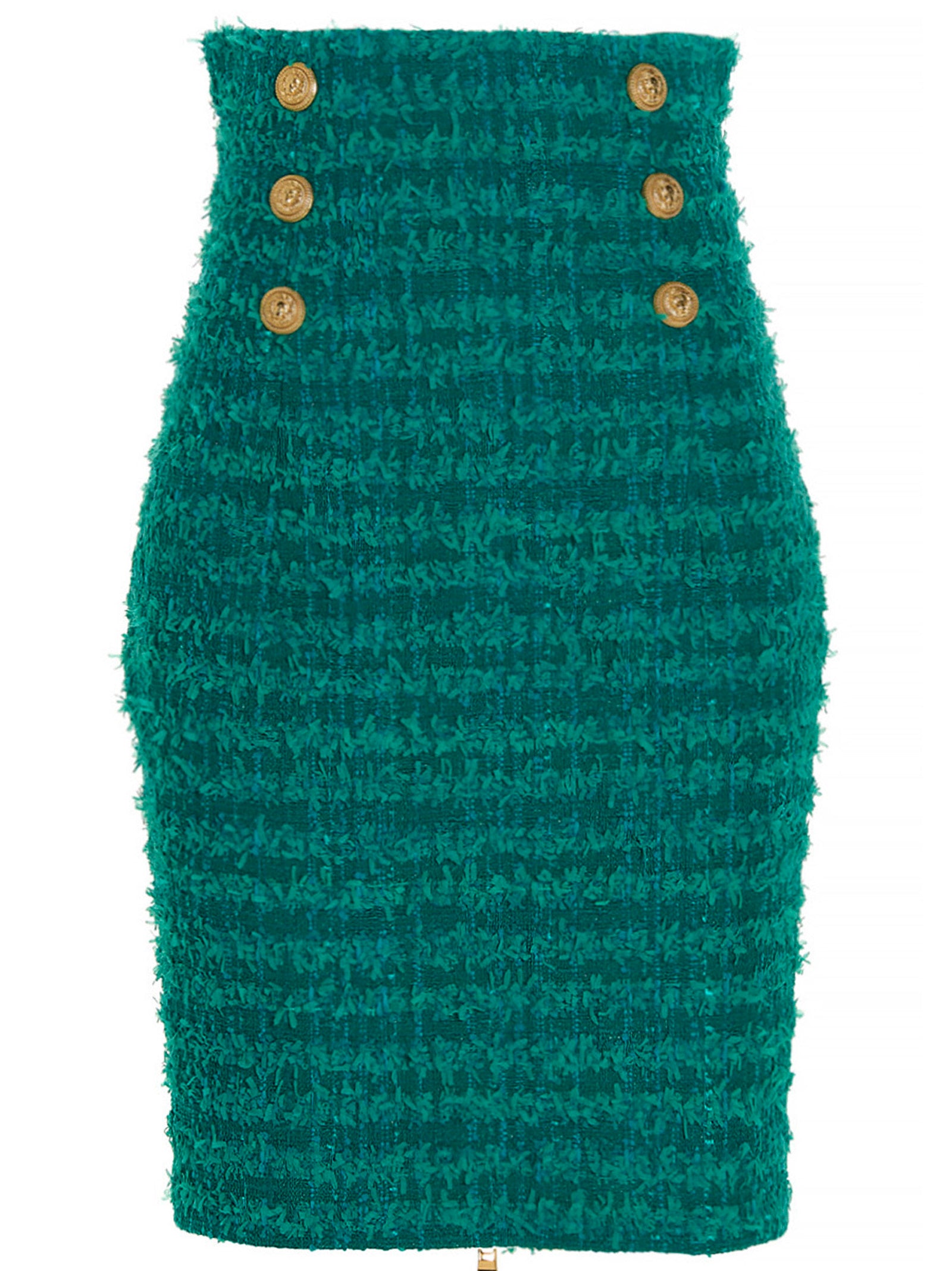 Logo Button Tweed Skirt Blue