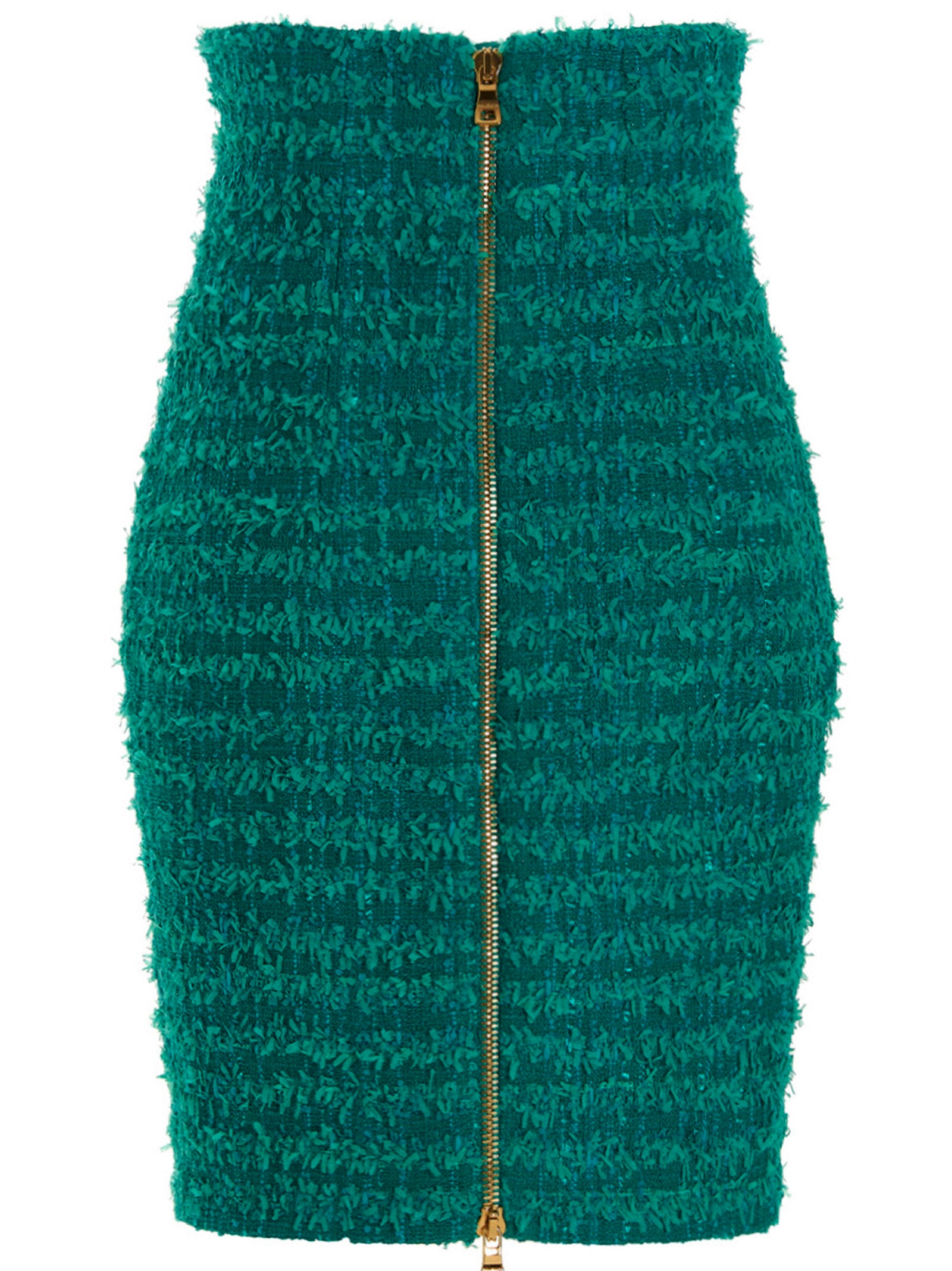 Logo Button Tweed Skirt Blue