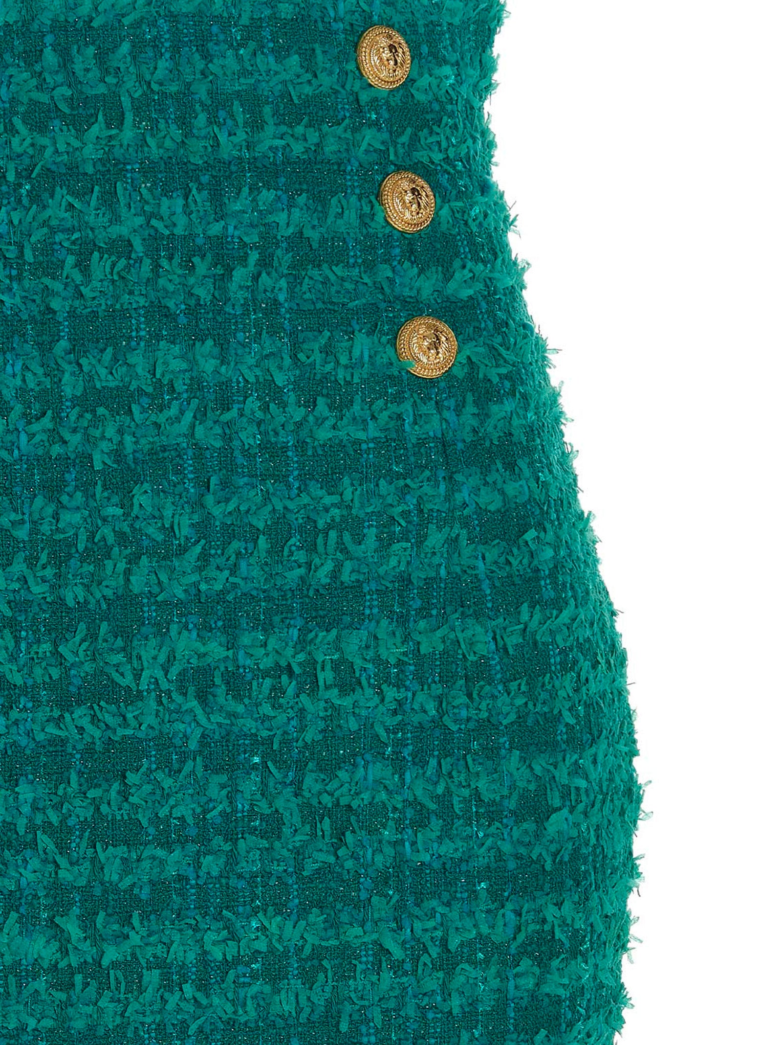 Logo Button Tweed Skirt Blue