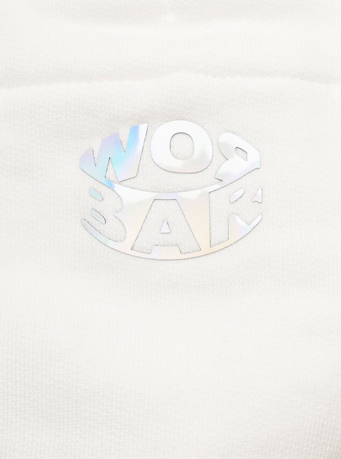 White Felted Cotton Hoodie With Logo Print Barrows Man Sweatshirts