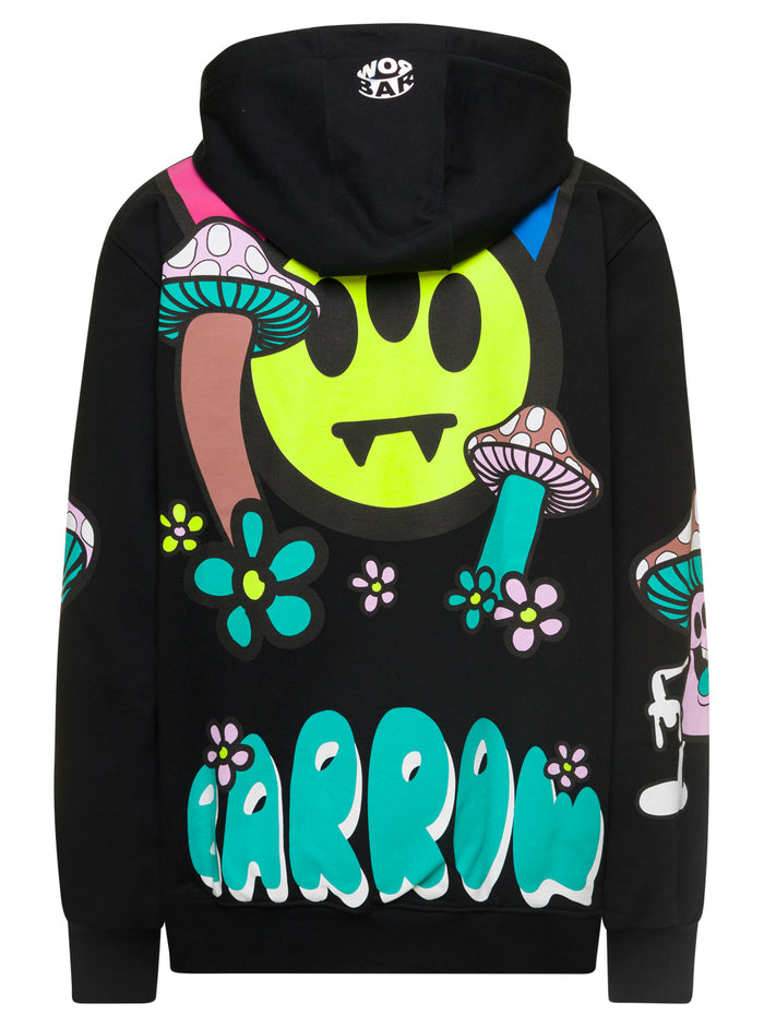 Mushroom Black Printed Hoodie Cotton Jersey Man Barrow Sweatshirts