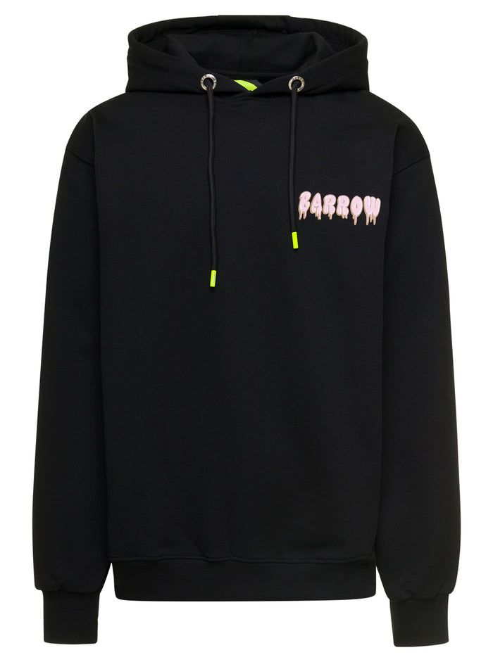 Black Printed Hoodie Cotton Jersey Man Barrow Sweatshirts