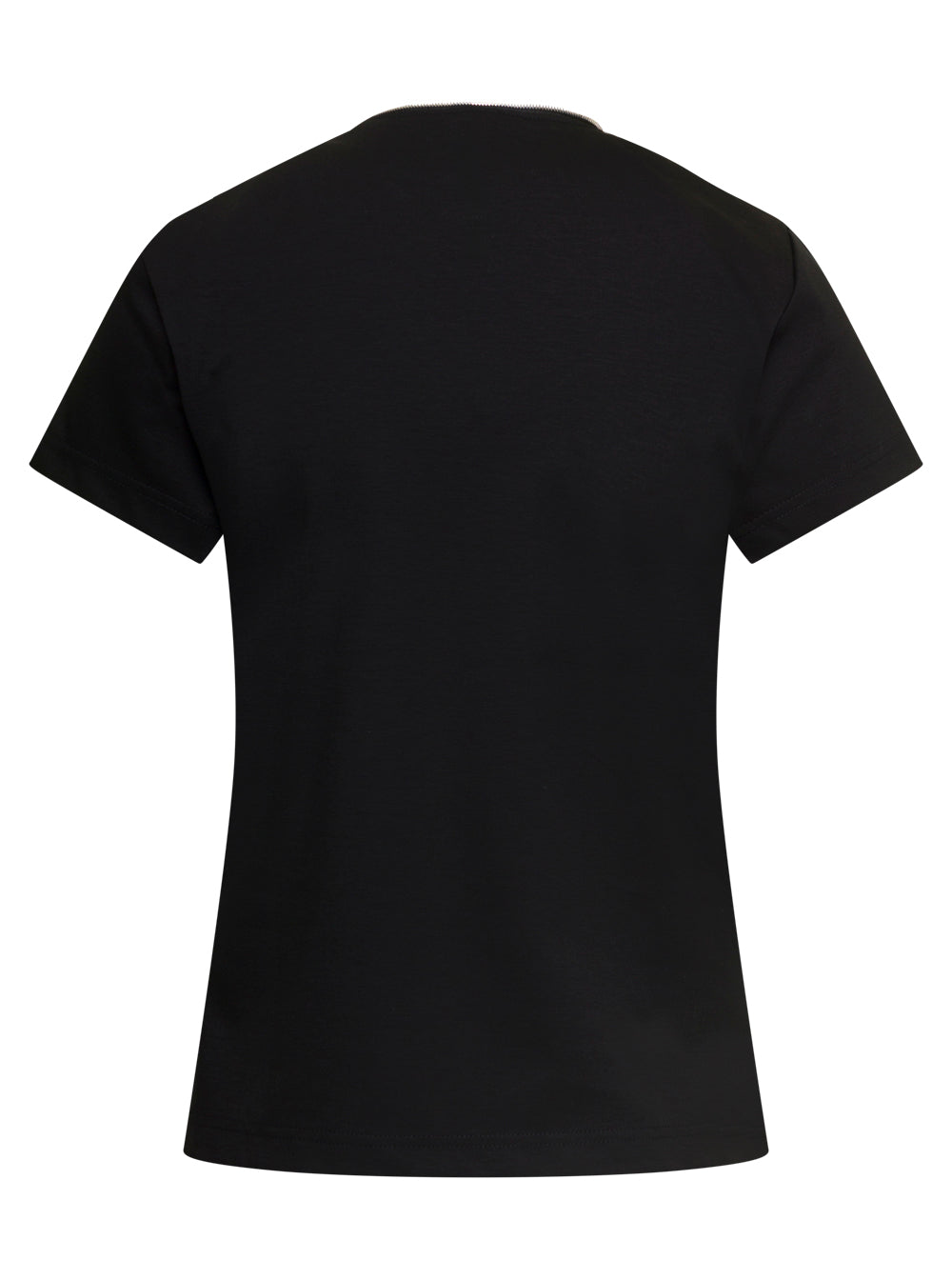 Black Crewneck T-Shirt With Zip Detail Cotton Jersey Woman Noir Kei Ninomya Tshirts And Polo Shirts