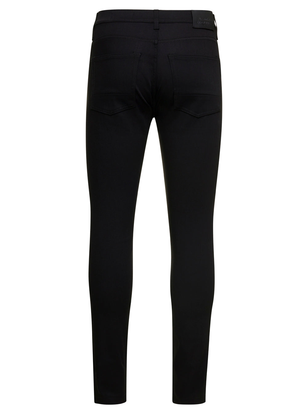 Black Skinny Jeans With Eyelet Detailing Cotton Denim Man Alexander Mcqueen Elastan
