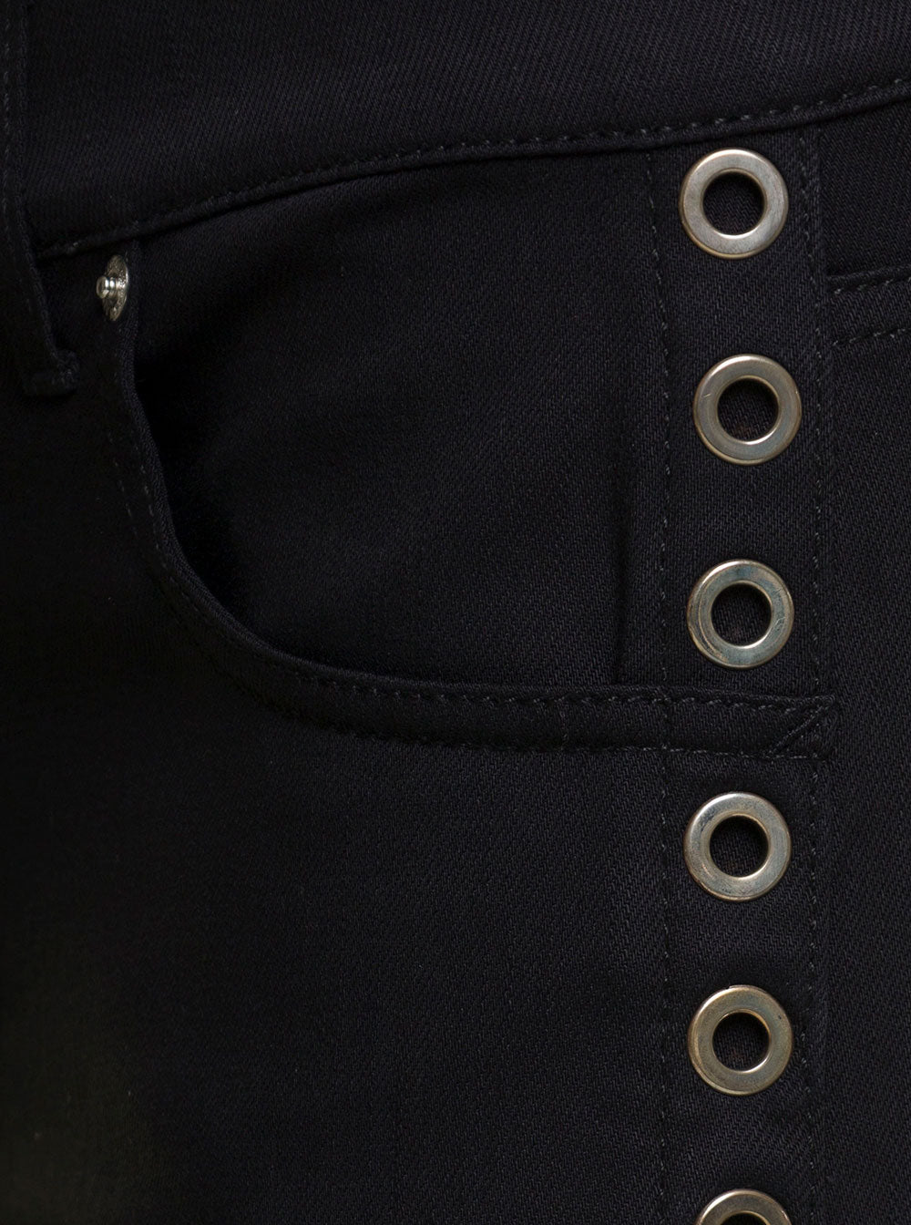 Black Skinny Jeans With Eyelet Detailing Cotton Denim Man Alexander Mcqueen Elastan