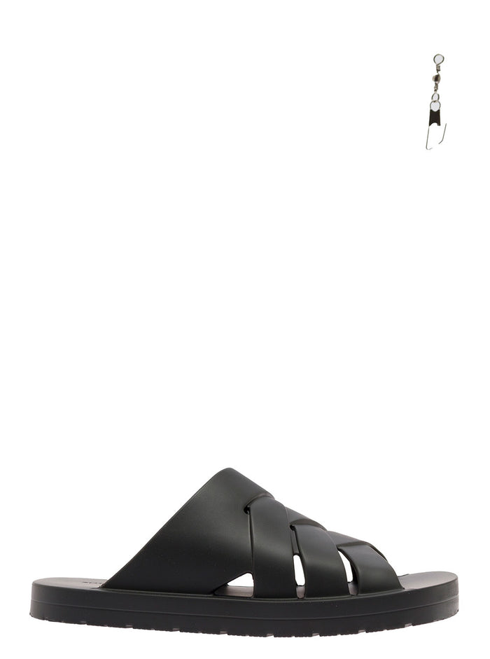 Black Flinston Mule Rubber Flat Shoes