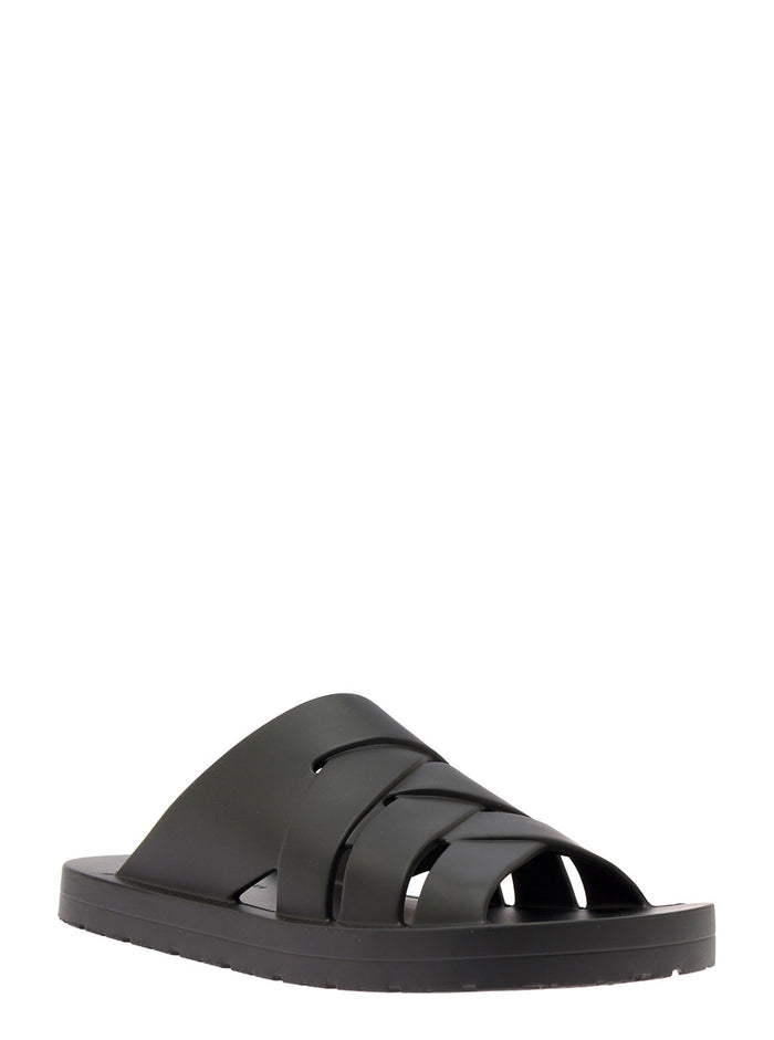 Black Flinston Mule Rubber Flat Shoes