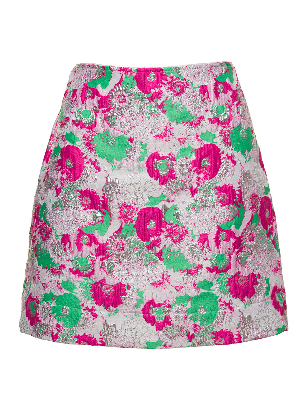 Multicolor Mini A-Line Skirt With 3d Jacquard Floreal Motif Recycled Polyester Woman Ganni