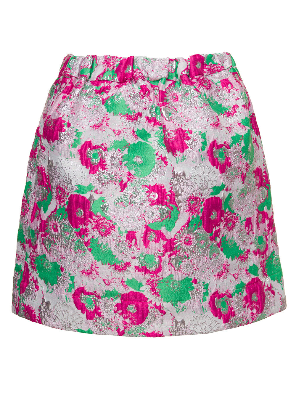 Multicolor Mini A-Line Skirt With 3d Jacquard Floreal Motif Recycled Polyester Woman Ganni