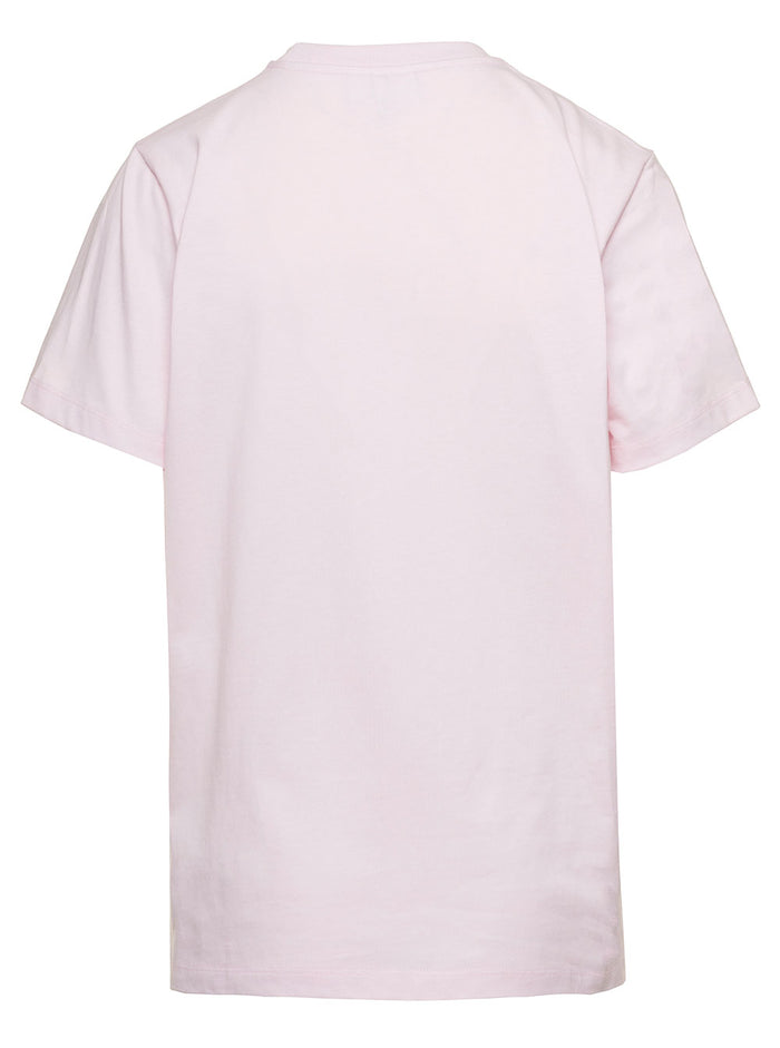 Light Pink Relaxed T-Shirt With Butterfly Print Cotton Jersey Woman Ganni Organic Tshirts And Polo Shirts