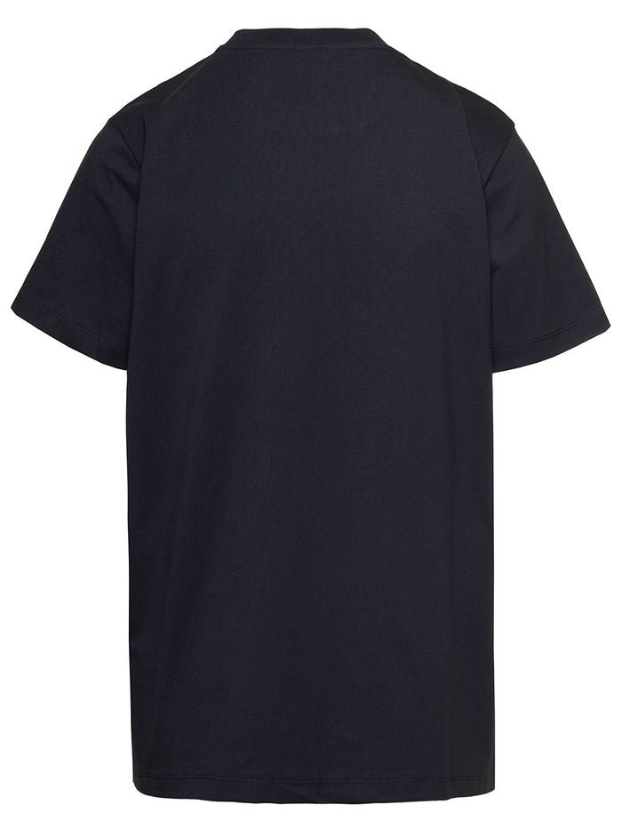Black Relaxed T-Shirt With Graphic Print Cotton Jersey Woman Ganni Organic Tshirts And Polo Shirts