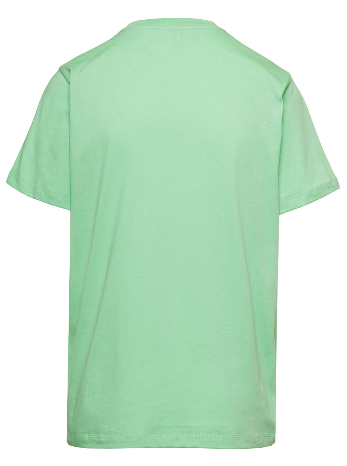 Mint Green Relaxed T-Shirt With Graphic Print Cotton Jersey Woman Ganni Organic Tshirts And Polo Shirts