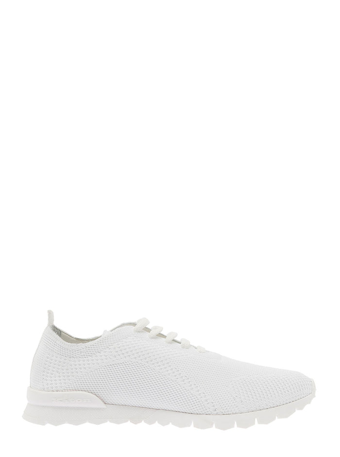 White Lace-Up Snekaers Canvas Man Cotton Elastane Sneaker