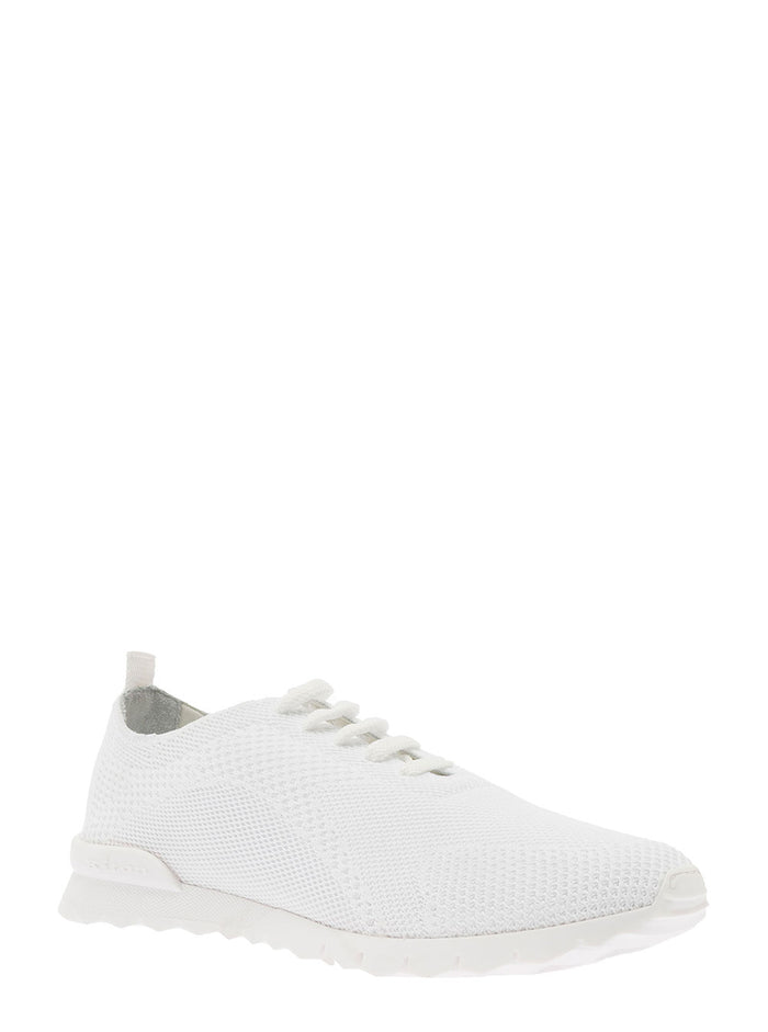 White Lace-Up Snekaers Canvas Man Cotton Elastane Sneaker
