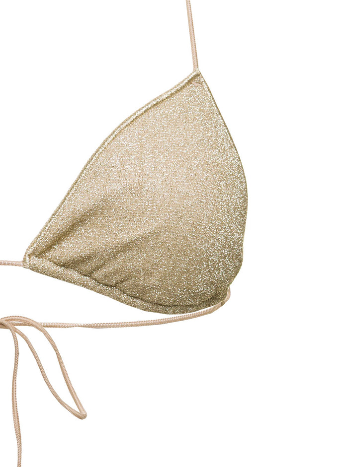 Lumière Beige Bikini With Adjustable Straps Lurex Woman Oséree Polyamide Metallic Beachwear