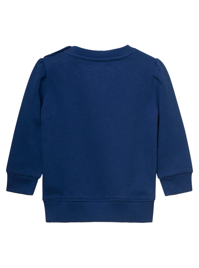 Blue Crewneck Sweatshirt With Teddy Bear Print Cotton Blend Baby Blu Polyester Jersey