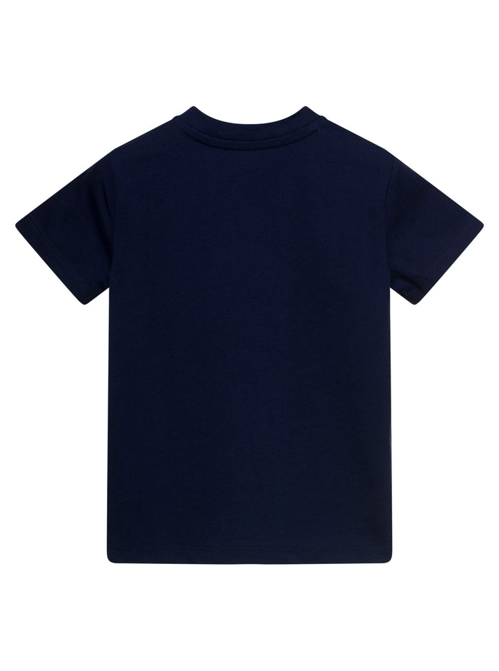 Blue Crewneck T-Shirt With Teddy Bear Print Cotton Boy Blu Tshirts And Polo Shirts