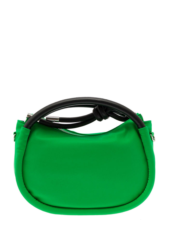 Knot Mini Green Shoulder Bag With Logo And Detail Recycled Fabric Leather Woman Crossbody
