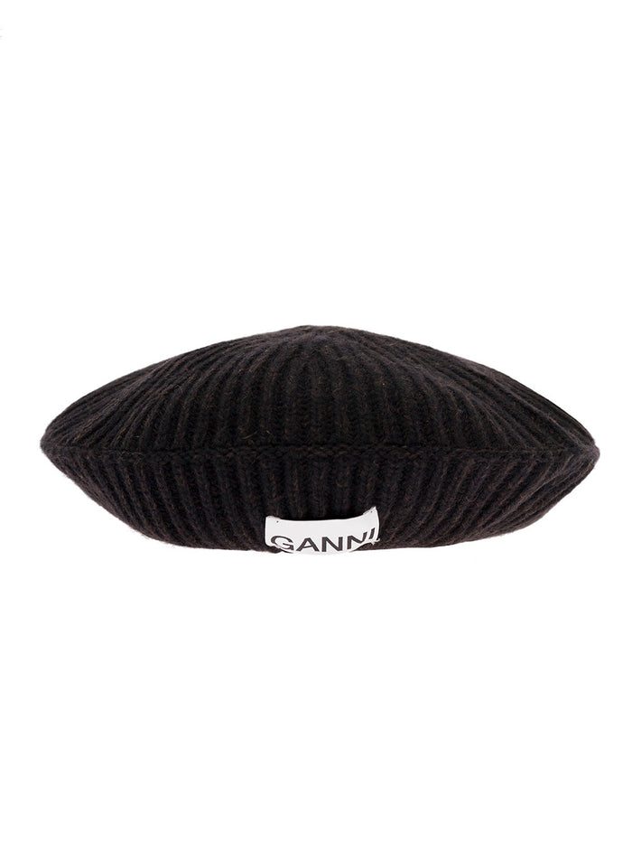 Structured Rib Beret Black Hats And Gloves