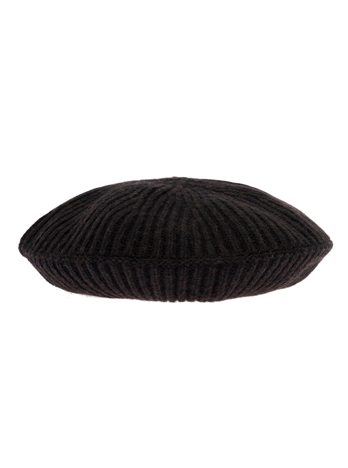 Structured Rib Beret Black Hats And Gloves