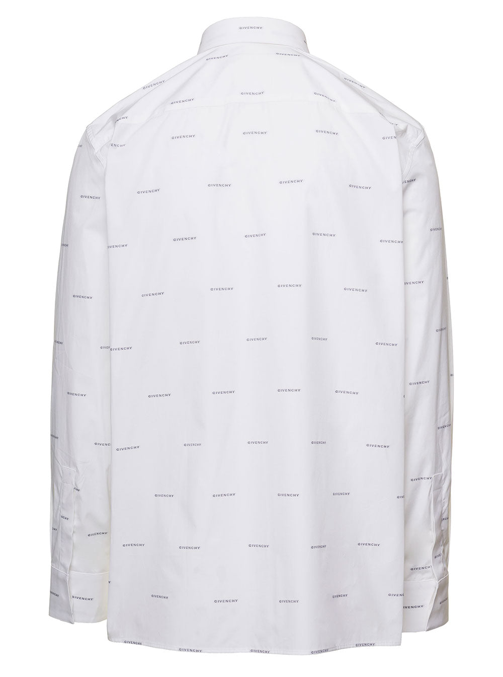 White Shirt With All-Over Lettering Print Cotton Man Givenchy And Blouses