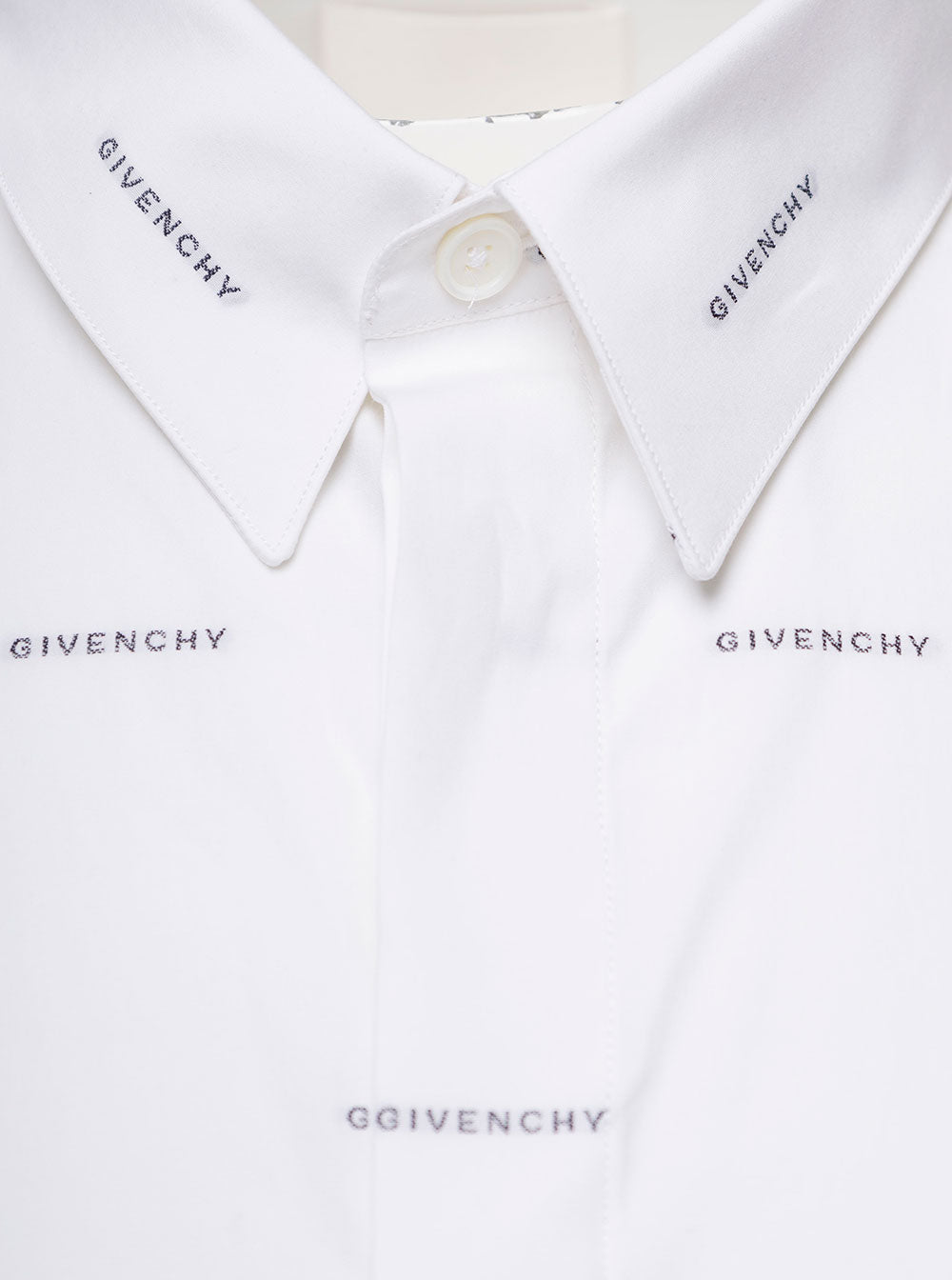 White Shirt With All-Over Lettering Print Cotton Man Givenchy And Blouses