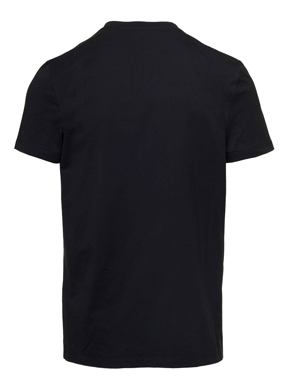Black Crewneck T-Shirt With Contrasting Lettering Cotton Man Balmain Tshirts And Polo Shirts