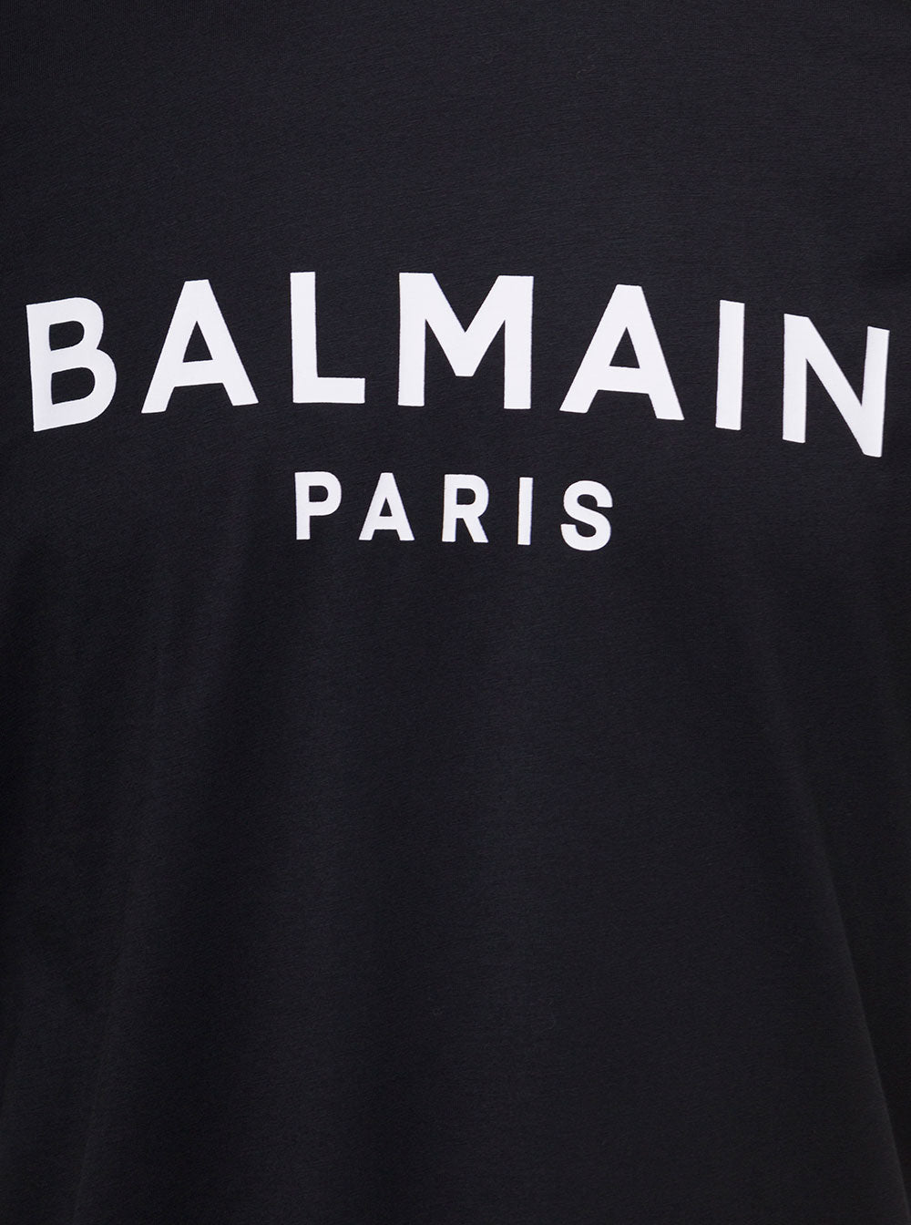 Black Crewneck T-Shirt With Contrasting Lettering Cotton Man Balmain Tshirts And Polo Shirts