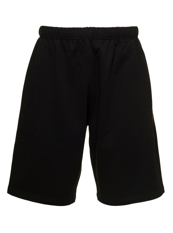 Black Bermuda Shorts With Logo Embroidery Cotton Man Kenzo And