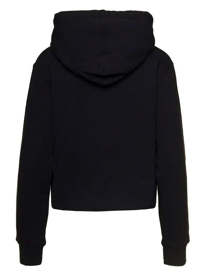 Black Hoodie With Bear Graphic Print Cotton Woman Palm Angels Sweatshirts