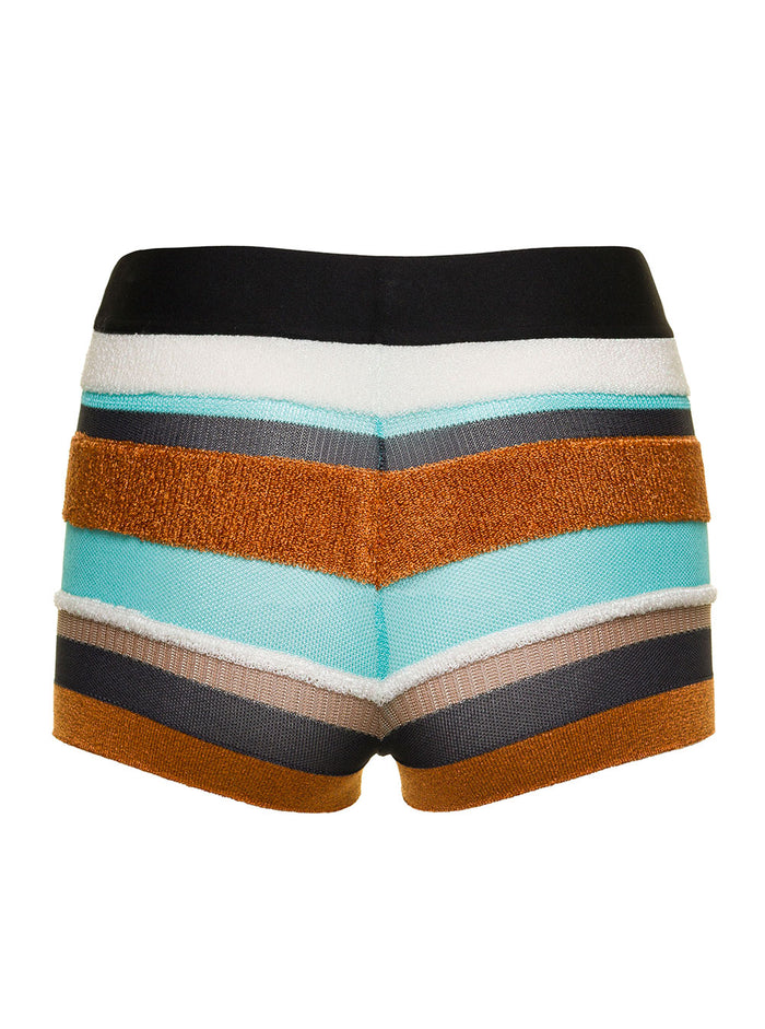 Multicolor Knit Striped Biker Shorts Lurex Woman Palm Angels Viscose And Bermuda