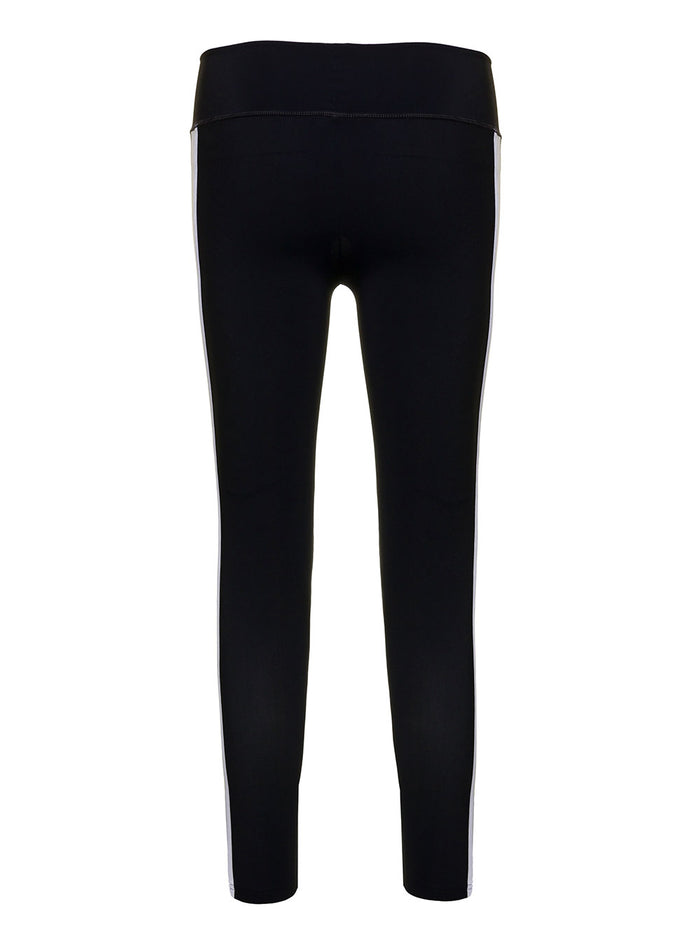 Black Leggings With Contrasting Stripes Stretch Polyamide Woman Palm Angels Elastane Trousers