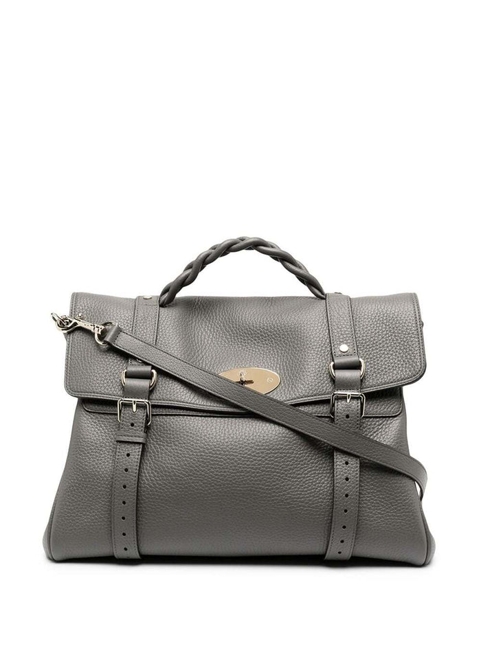 Mulberry Woman Alexa Pebbled Leather Grey Shoulder Bag Bovine Crossbody