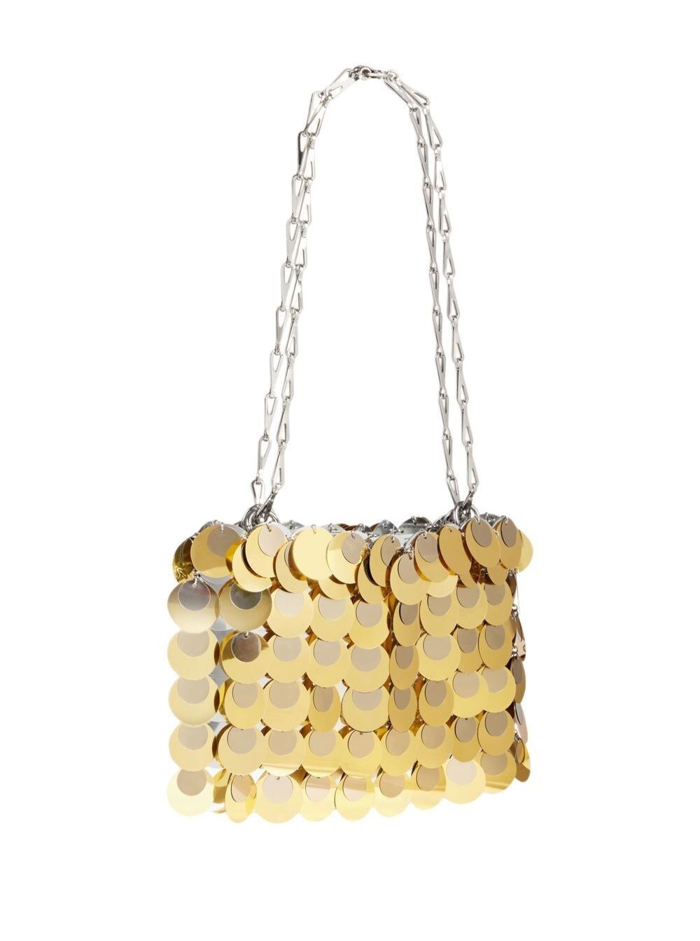 Sparkle Silver And Gold-Tone Discs Shoulder Bag Brass Woman Paco Rabanne Metallic