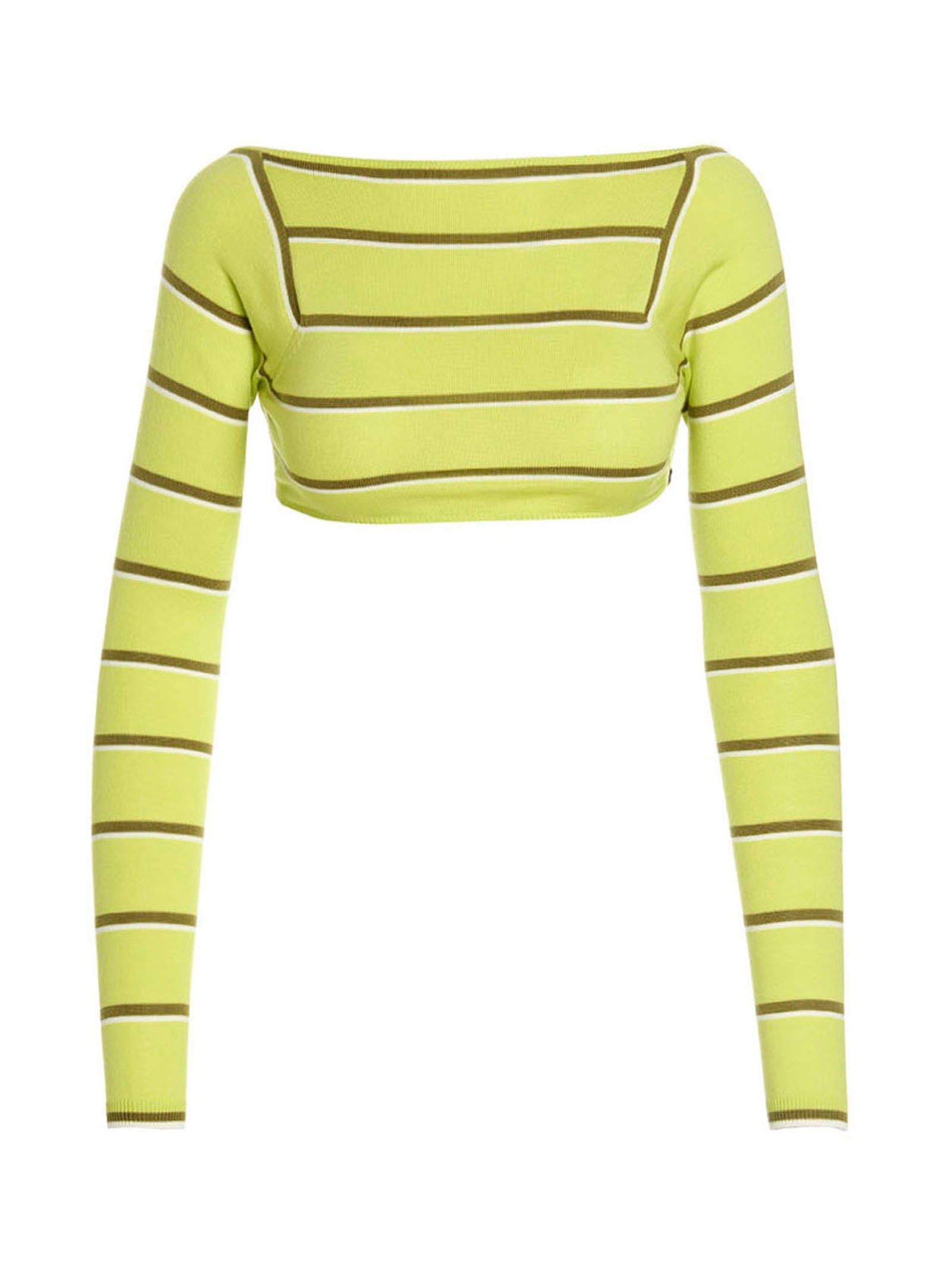 Cut-Out Cropped Sweater Green Wool Sweater, Cardigans