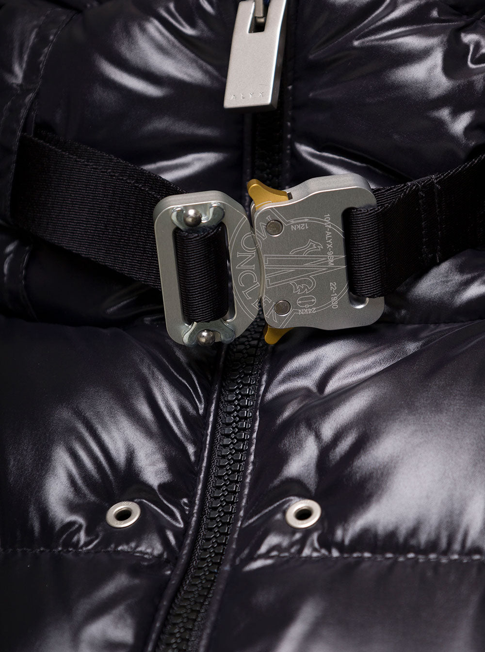 Almondis Black Down Jacket With Buckle On The Collar Nylon Laqué Woman Polyamide