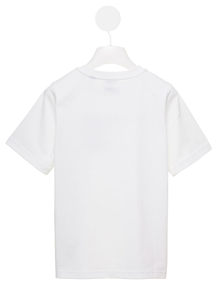 White T-Shirt With Contrasting Lettering Print Cotton Girl Burberry Kids Tshirts And Polo Shirts