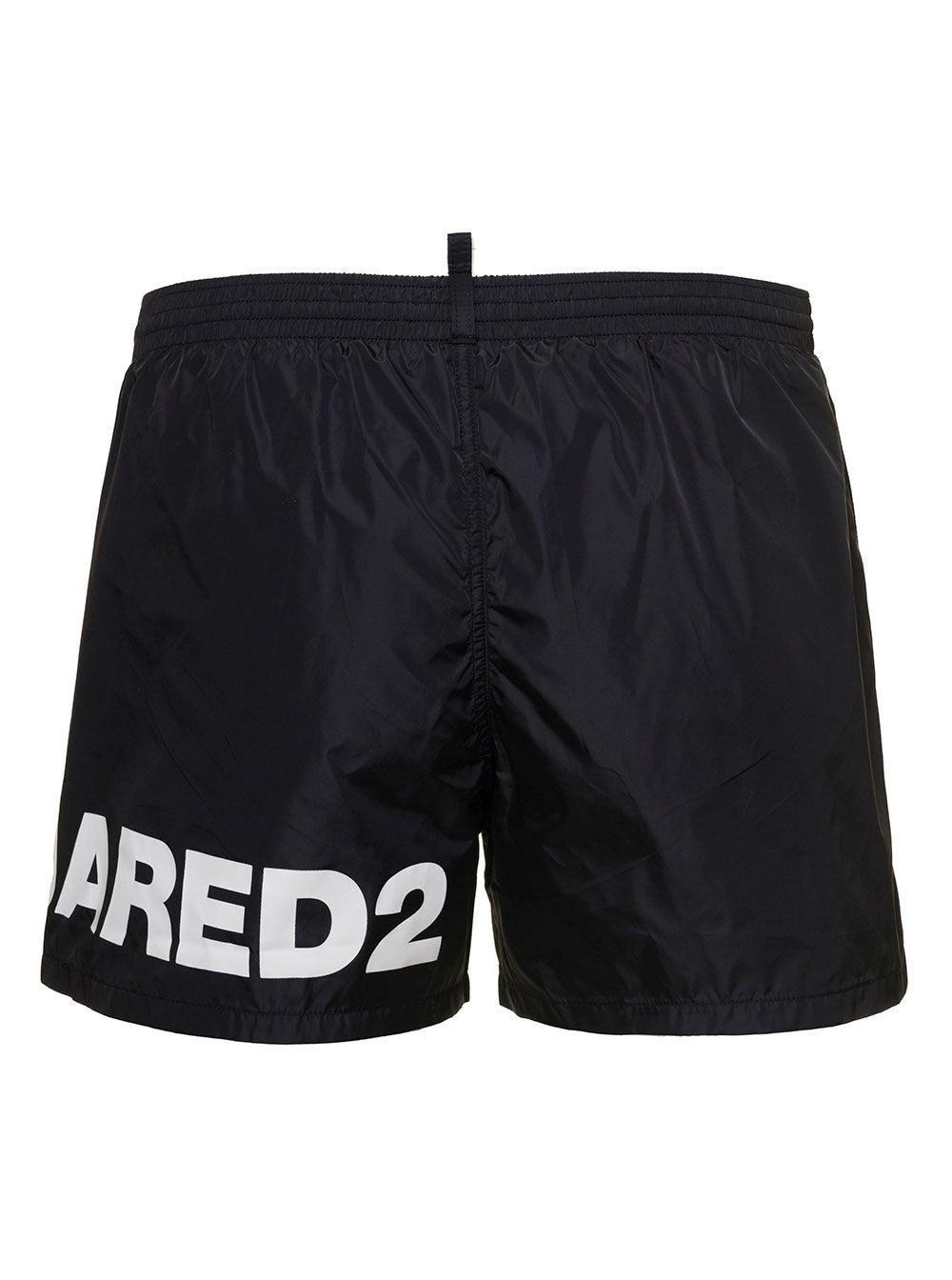 Black Swim Trunks With Logo Print Polyammide Man Beachwear