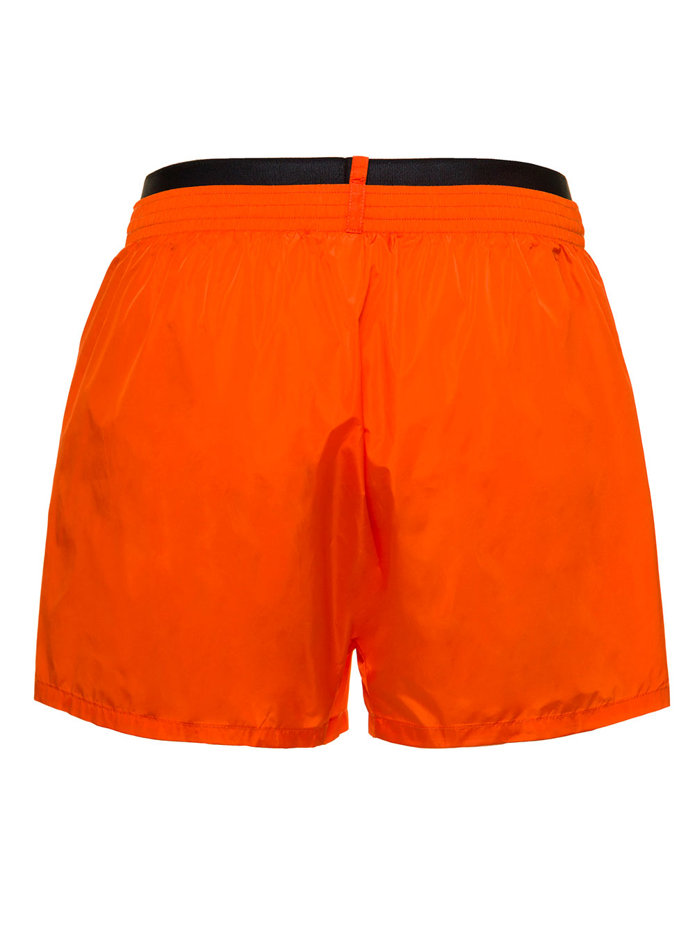Orange Swim Trunks With Logged Waistband Polyammide Man Beachwear