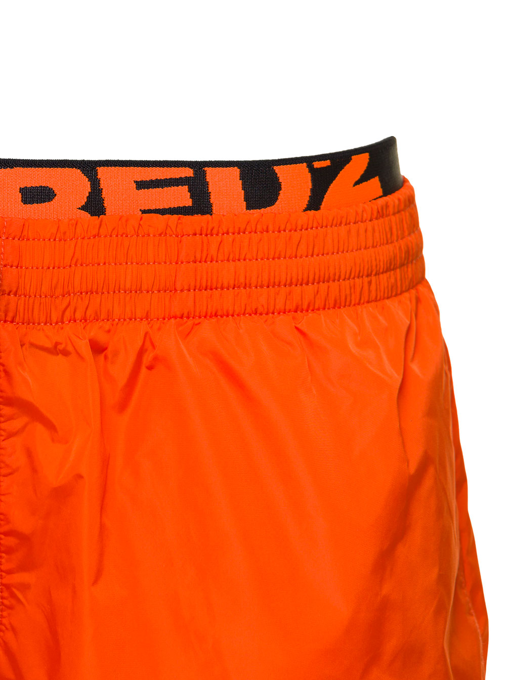 Orange Swim Trunks With Logged Waistband Polyammide Man Beachwear