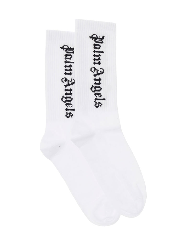 Logo Socks White Cotton Polyamide Elastane Underwear