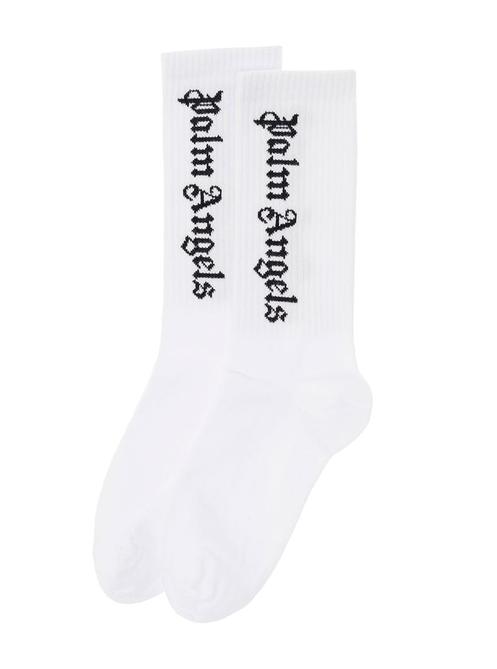 Logo Socks White Cotton Polyamide Elastane Underwear