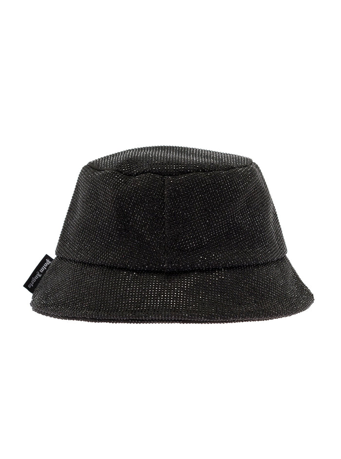 Bucket Hat With Palm Logo Ath The Front Black Cotton Woman And Gloves