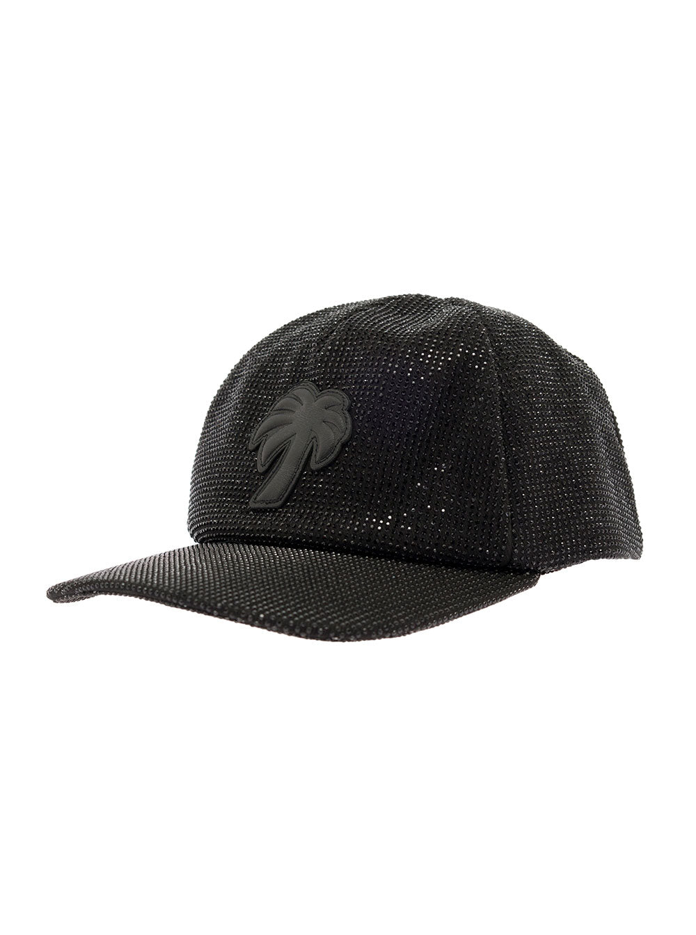 Big Palm Basebell Cap With All-Over Rhinestones Embellishment Black Cotton Woman Hats And Gloves