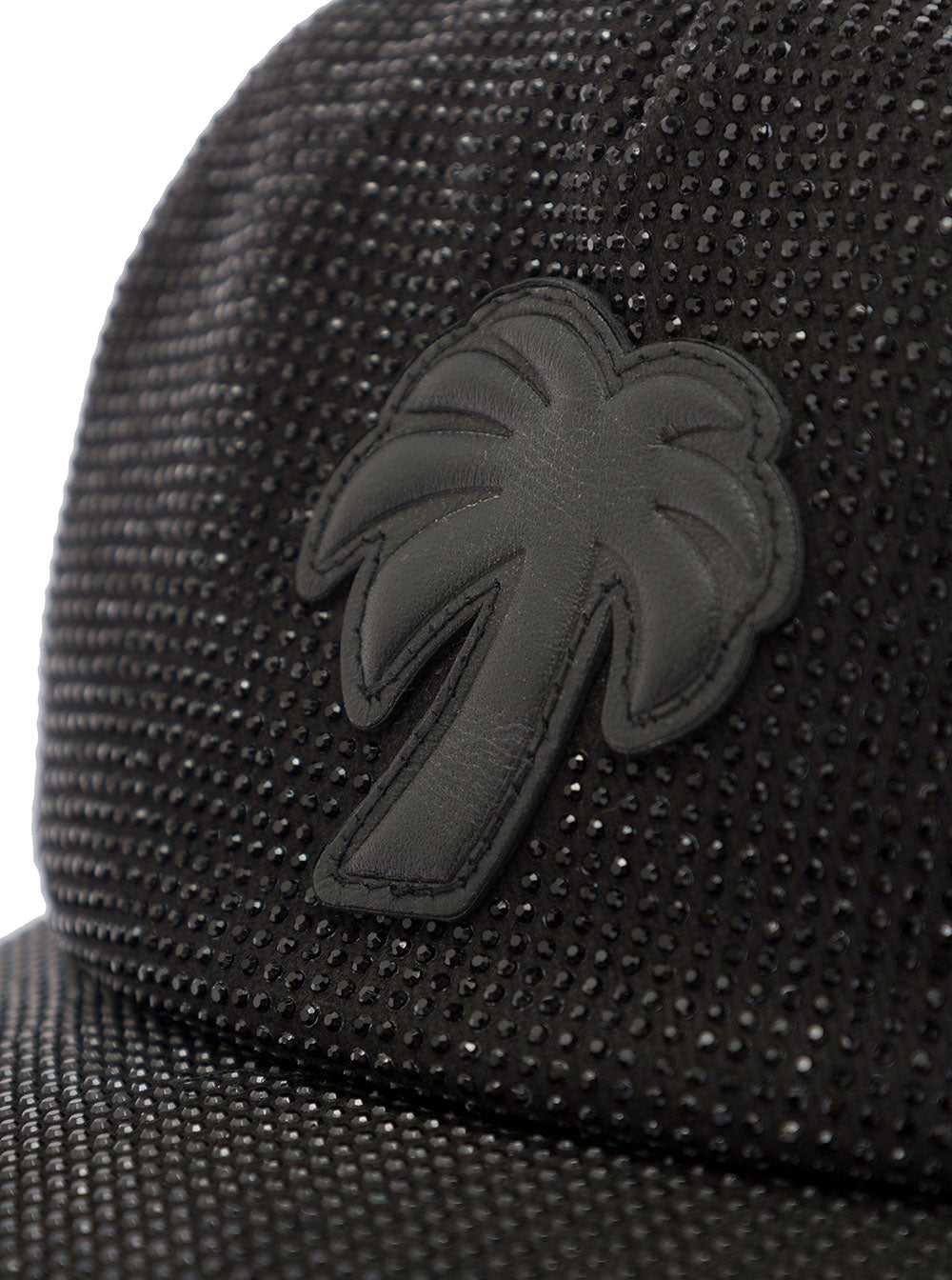 Big Palm Basebell Cap With All-Over Rhinestones Embellishment Black Cotton Woman Hats And Gloves