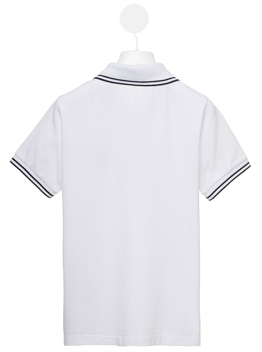 White Polo With Logo Patch And Stripe Detail Cotton Stretch Boy Stone Island Kids Elastan Tshirts Shirts