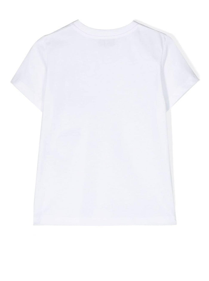 White Crewneck T-Shirt With Baby Bear Logo Print Cotton Boy Moschino Kids Tshirts And Polo Shirts