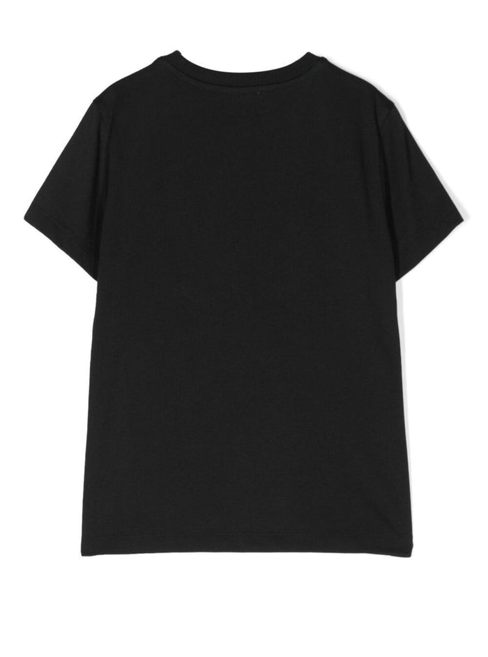 Black Crewneck T-Shirt With Baby Bear Lettering Print Cotton Boy Moschino Kids Tshirts And Polo Shirts